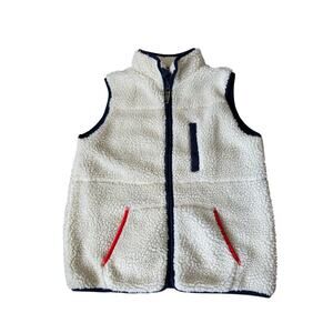 MINI  BODEN White & blue kids vest size 11/12; 152cm, White fluffy sherpa